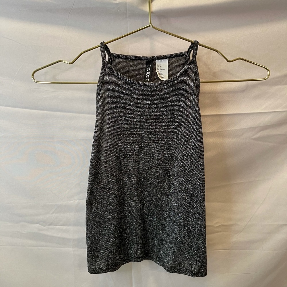 H&M Metallic Grey and Silver Crop Tank